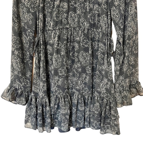 Likely Hanner Print Drawstring Waist Long Sleeve Dress in Charcoal (00) - Picture 9 of 13